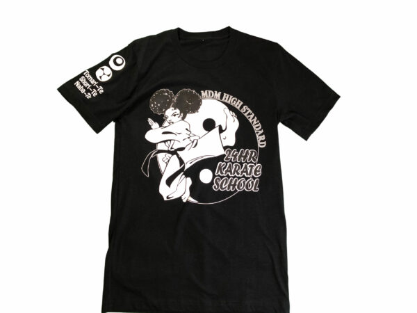 24Hr Karate School Black Heather T-Shirt (Black & White) - Image 6