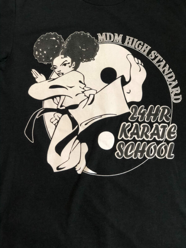 24Hr Karate School Black Heather T-Shirt (Black & White) - Image 7